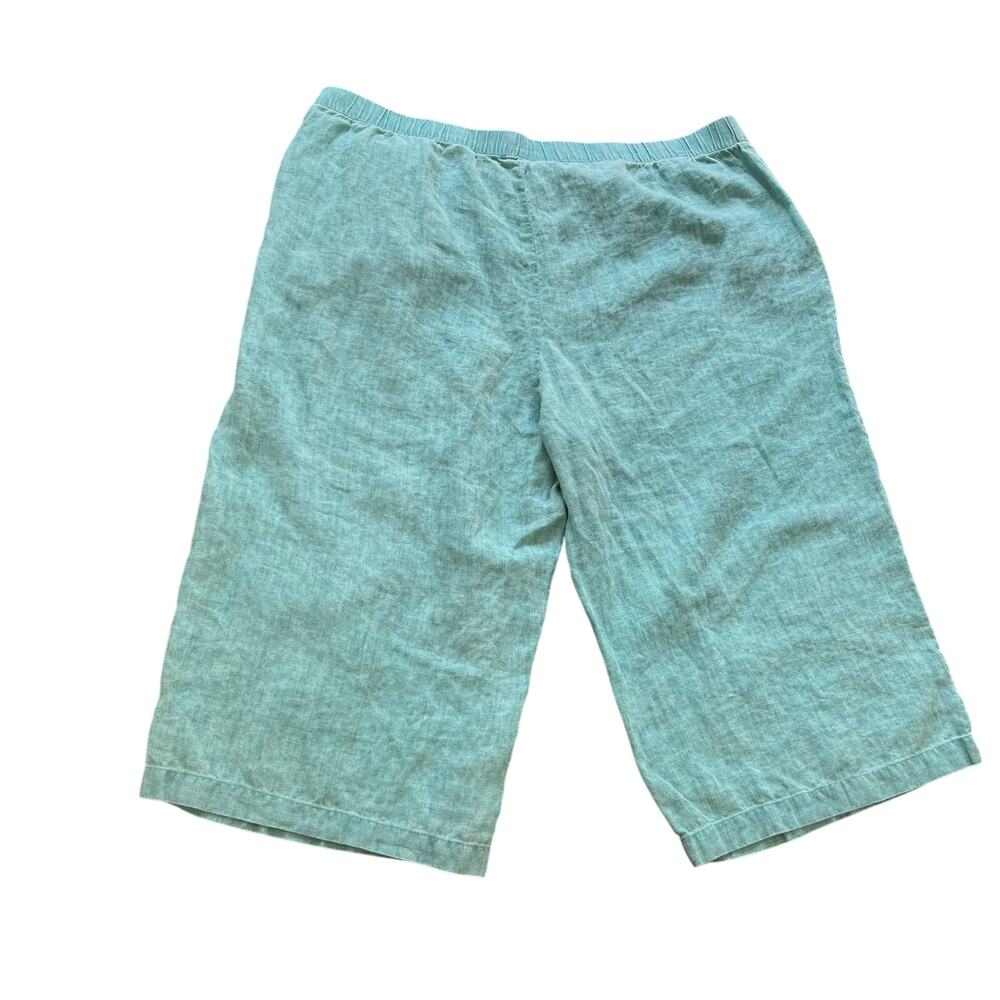 Eileen Fisher Linen Pants Womens Size 2X Teal Organic Wide Leg Cropped Lagenlook - Picture 8 of 8